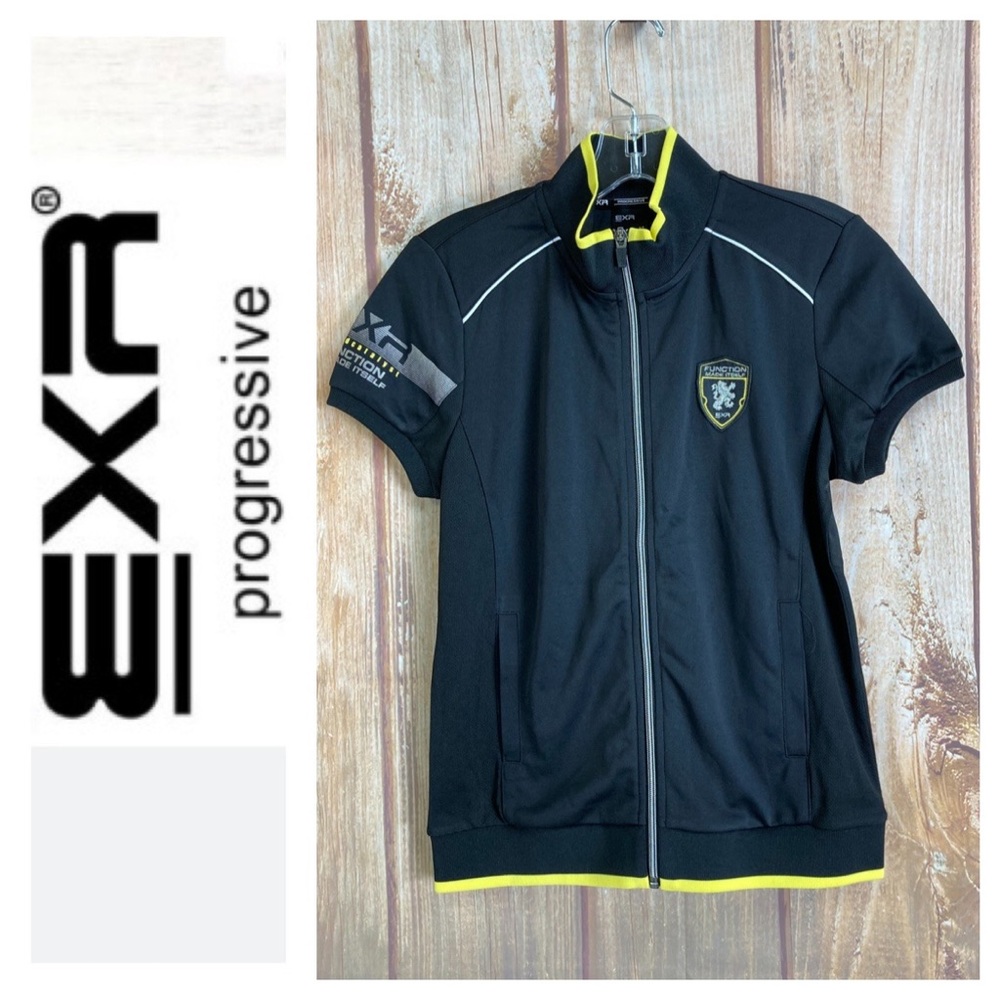 ➡️EXR Progressive Black Zipper Short Sleeve Top Size Medium